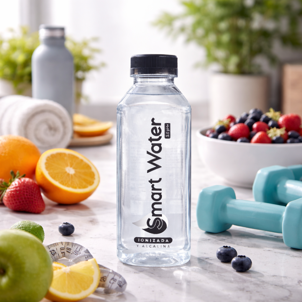 Una botella de Agua Ionizada y Alcalina Smart Water de pH+ 8.5